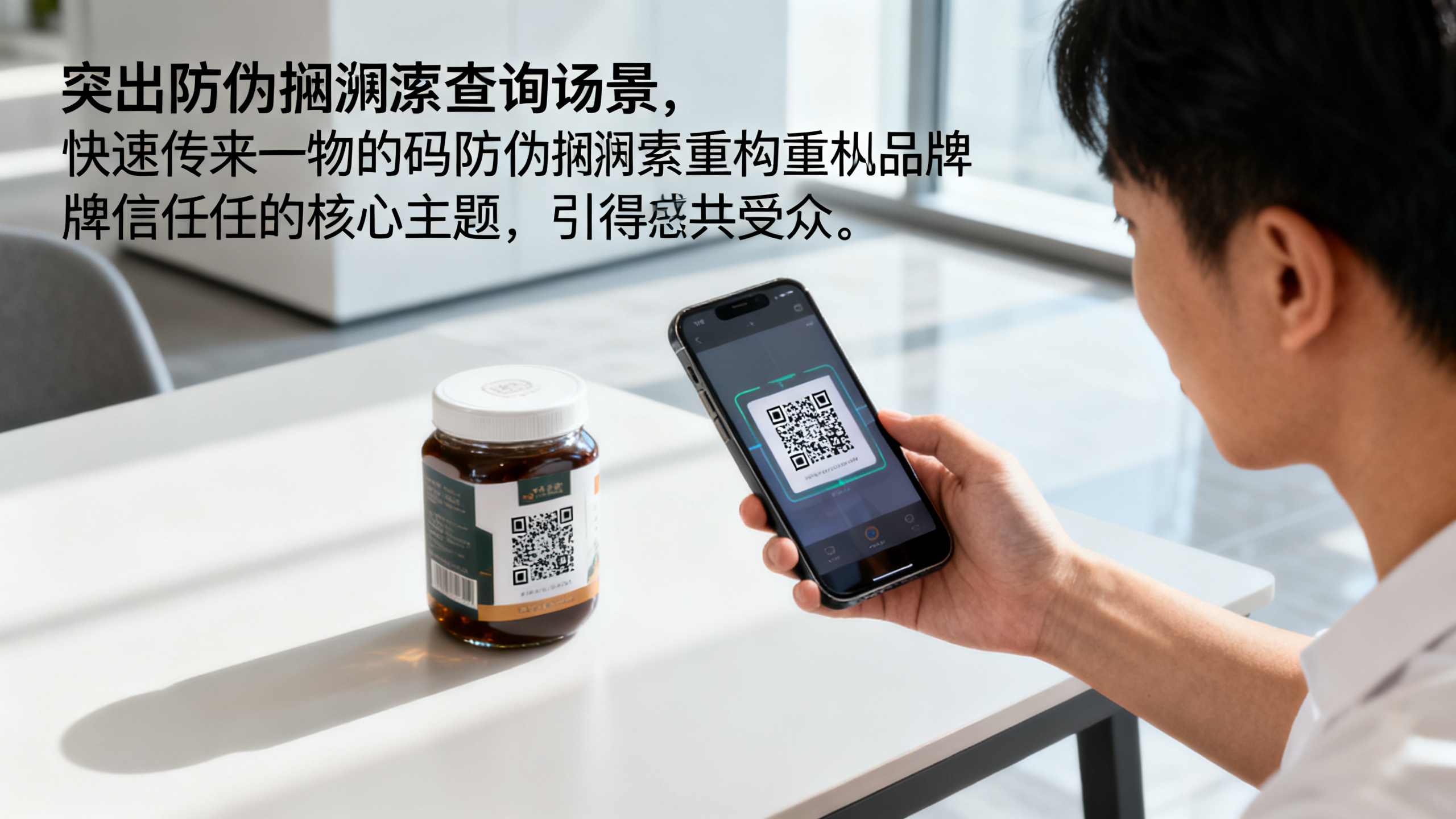 消费者用手机扫描商品二维码进行防伪溯源查询 一物一码防伪技术