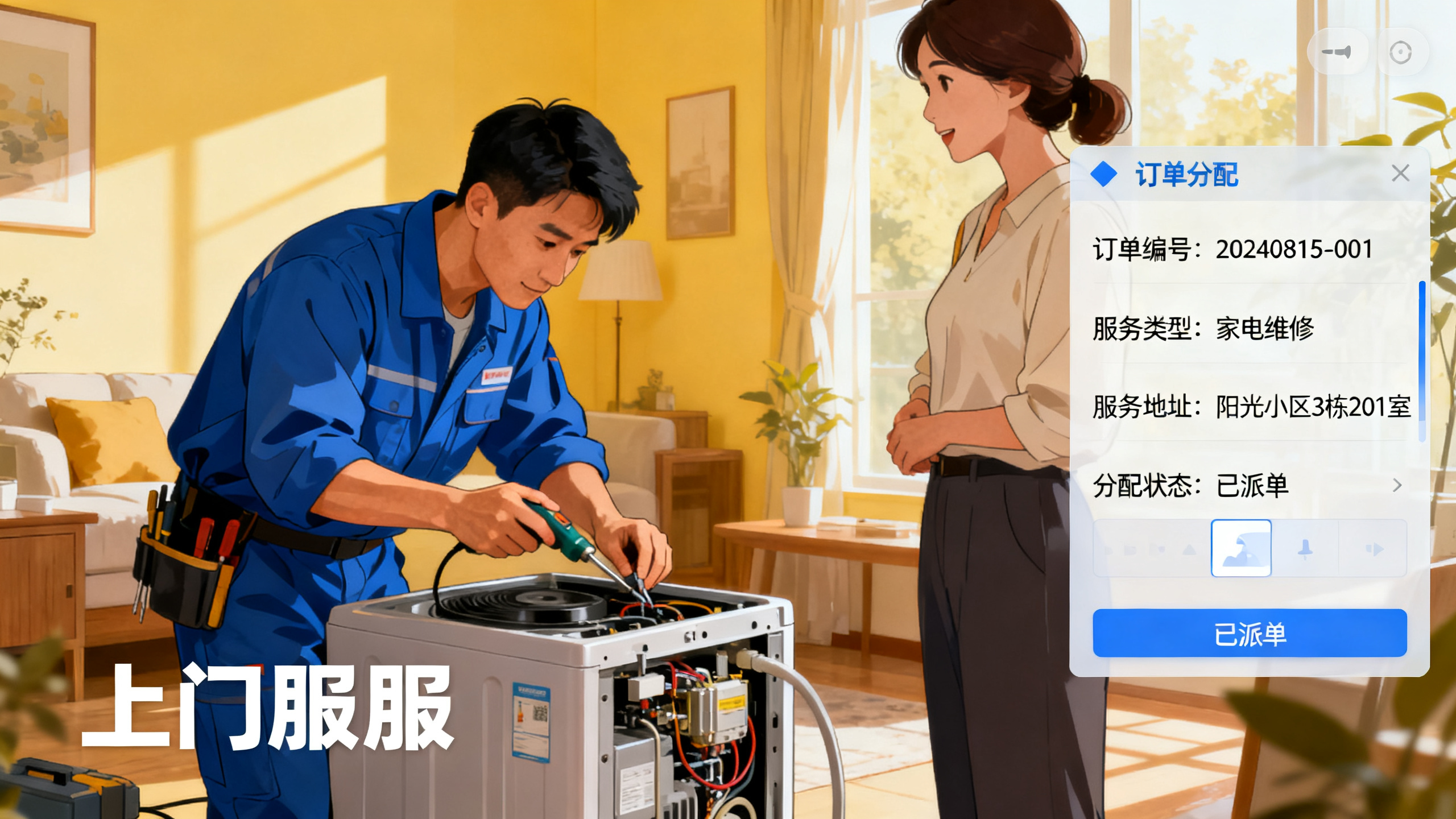 上门服务派单系统 服务人员上门服务订单分配场景展示
