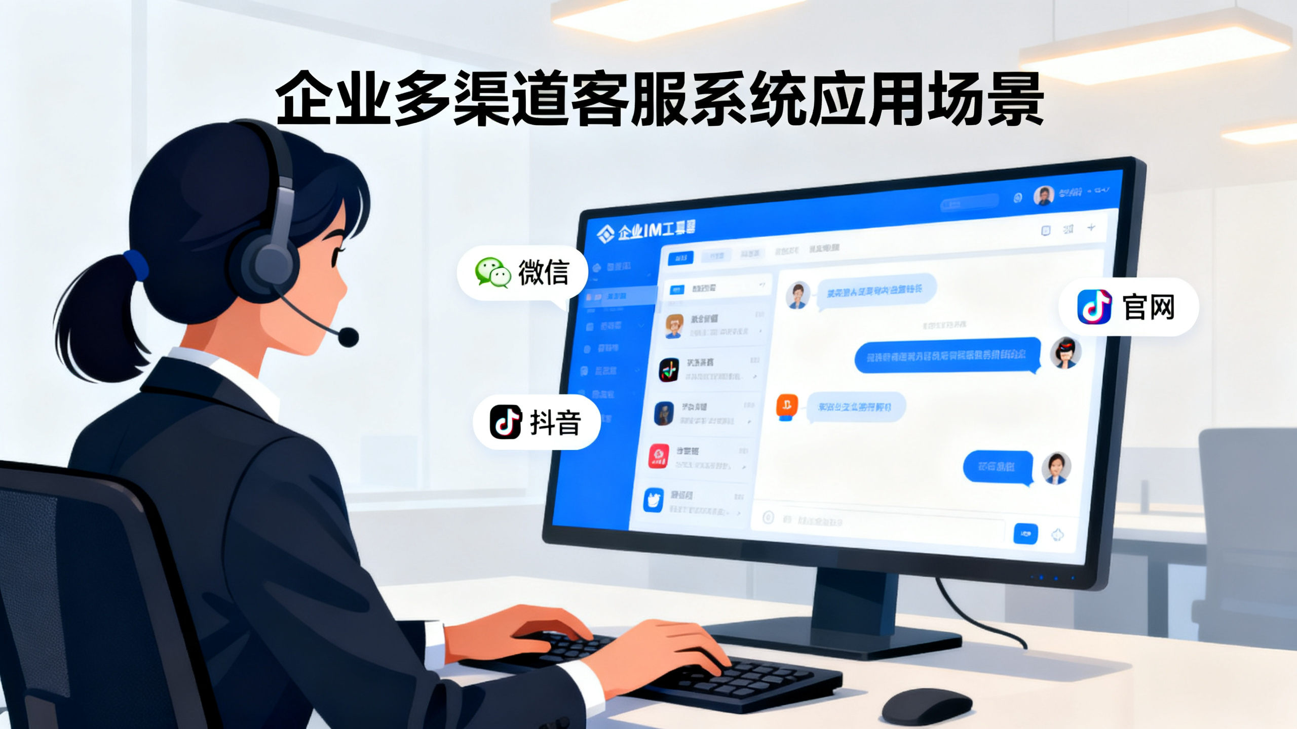 企业客服通过企业IM多渠道客服系统与客户沟通场景
